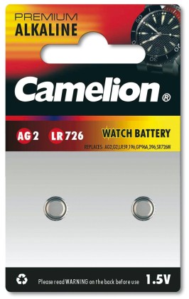 Batterie Alcaline 1.5V A Bottone 7.85X2.6 Mm. Lp726, Ag2, G2, Lr59, 196, Gp96A, Sr726W Blister 2 Pezzi (A Ag2-Bp2)