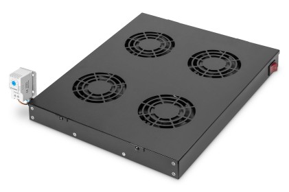 Sistema Di Ventilazione Con Termostato Montaggio Frontale In Armadio 19&#34;  Con 4 Ventole - Colore Nero
