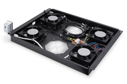 Kit 4 Ventole Con Termostato, 12.8 Metri  Cubi Circolazione D&#39;Aria Colore Nero Per Armadi Linea Server