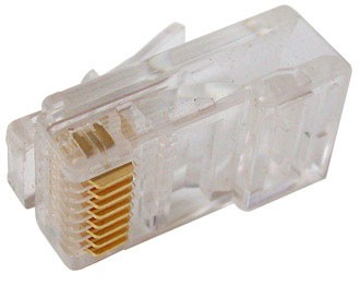 Connettore Plug 8 Poli Cat. 5E Rj45 Schermato Per Cavo Rete Solido