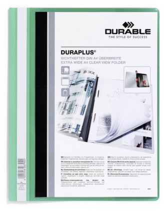 Durable DURAPLUS cartellina con fermafoglio Verde, Trasparente