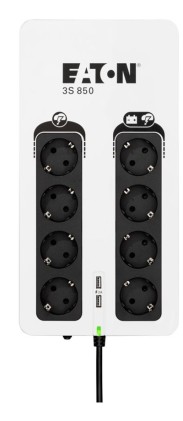 Eaton 3S Gen2 Ups Din, 850 Va 510W Ingr: Schuko Usc: (4) Schuko (4) Schuko Solo Surge Com Usb Tower