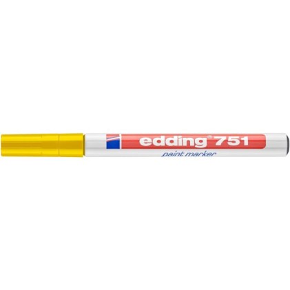 Edding 751 Pennarello indelebile - Punta Rotonda - Linea tra 1 e 2 mm. - Inchiostro opaco - Asciugatura rapida - Colore giallo
