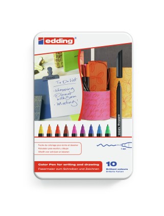 Edding 1200 colourpen marcatore Fine Nero, Blu, Marrone, Verde, Arancione, Rosa, Porpora, Rosso, Giallo 10 pz