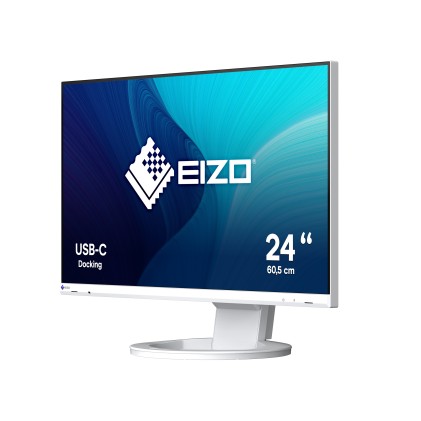 Eizo Monitor 23,8 Led Ips 16:9 Fhd 5Ms 250 Cdm, Dp/Hdmi, Usb-C, Pivot, Flexscan Ev2480-Wt, Bianco
