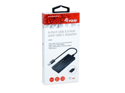 Equip 128956 hub di interfaccia USB 3.2 Gen 1 (3.1 Gen 1) Type-A 5000 Mbit/s Nero