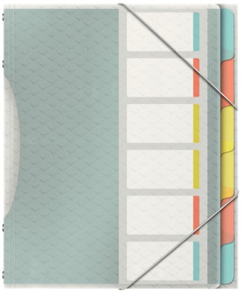 Classificatore Esselte Colour'Breeze con 6 Schede Multicolor - Per Formato A4 - 3 Alette sul Retro - Polipropilene Goffrato - Chiusura con Gomma Elastica - Colore Traslucido