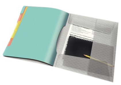 Classificatore Esselte Colour'Breeze con 6 Schede Multicolor - Per Formato A4 - 3 Alette sul Retro - Polipropilene Goffrato - Chiusura con Gomma Elastica - Colore Traslucido