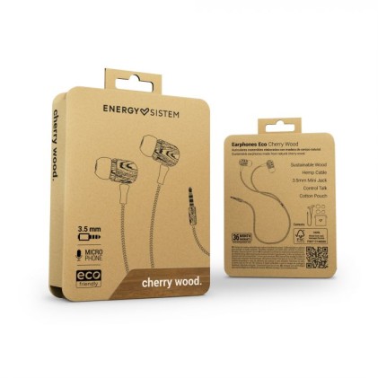 Energy Sistem Eco Cherry Wood Cuffie Cablato In-ear MUSICA Legno