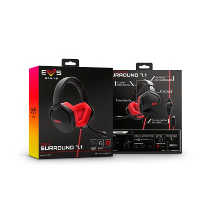 Energy Sistem ESG 4 Surround 7.1 Auricolare Cablato A Padiglione Giocare USB tipo A Nero, Rosso