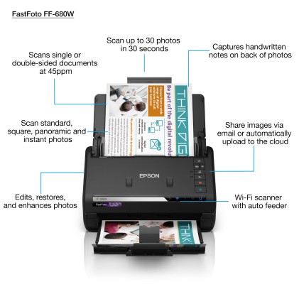Scanner WiFi Epson Fastfoto FF680W - 600 dpi - Alimentatore automatico