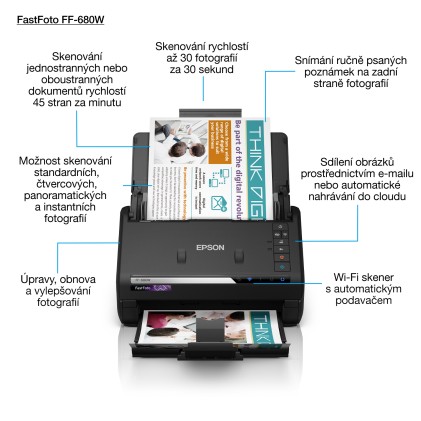Scanner WiFi Epson Fastfoto FF680W - 600 dpi - Alimentatore automatico