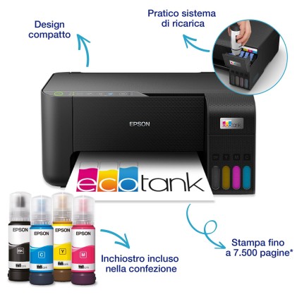 Epson Multif. Ink A4 Colore, Ecotank Et-2860, 33Ppm, Usb/Wifi, 3 In 1
