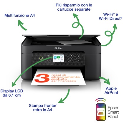 Epson Multif. Ink Colore A4, Xp-4200, 10Ppm, Fronte/Retro, Usb/Wifi, 3In1