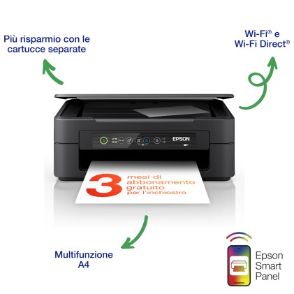 Epson Multif. Ink Colore A4, Xp-2200, 8Ppm, Usb/Wifi, 3In1