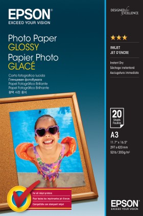 Epson Photo Paper Glossy - A3 - 20 Fogli