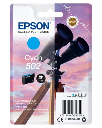 ORIGINALE Epson Cartuccia d&#39;inchiostro ciano C13T02V24010 502 165 pagine 3,3ml