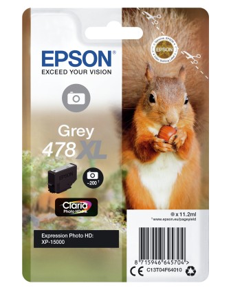 ORIGINALE Epson Cartuccia d'inchiostro Grigio C13T04F64010 478XL 830 pagine 11,2ml