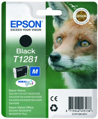 ORIGINALE Epson Cartuccia d'inchiostro nero C13T12814012 T1281 170 pagine 5,9ml