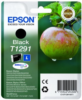 ORIGINALE Epson Cartuccia d'inchiostro nero C13T12914012 T1291 385 pagine 11,2ml