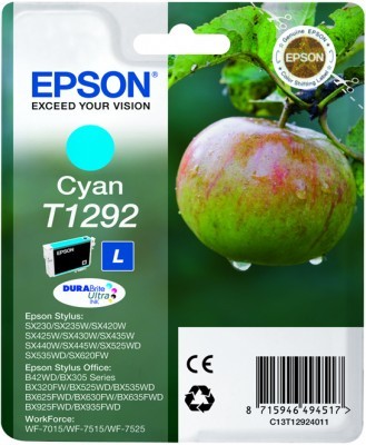 ORIGINALE Epson Cartuccia d'inchiostro ciano C13T12924012 T1292 470 pagine 7ml