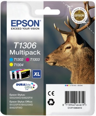 ORIGINALE Epson Multipack ciano / magenta / giallo C13T13064012 T1306 3 cartucce d'inchiostro: T1302 + T1303 + T1304