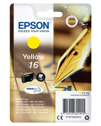 Epson Cart Ink Giallo Per Wf-2510Wf, Wf-2520Nf, Wf-2530Wf Wf-2540Wf Serie 16 Penna E Cruciverba