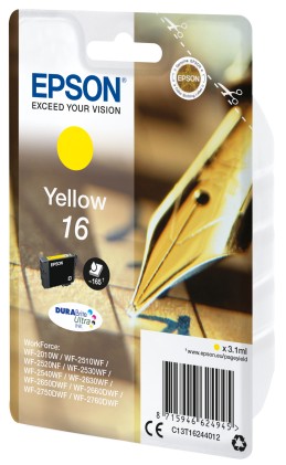 Epson Cart Ink Giallo Per Wf-2510Wf, Wf-2520Nf, Wf-2530Wf Wf-2540Wf Serie 16 Penna E Cruciverba