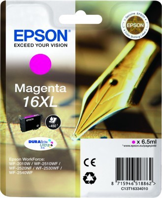 ORIGINALE Epson Cartuccia d&#39;inchiostro magenta C13T16334012 16 XL 450 pagine 6,5ml Cartuccie dґinchiostro XL