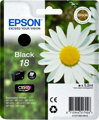 ORIGINALE Epson Cartuccia d'inchiostro nero C13T18014012 18 175 pagine 5,2ml standard