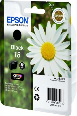 ORIGINALE Epson Cartuccia d'inchiostro nero C13T18014012 18 175 pagine 5,2ml standard