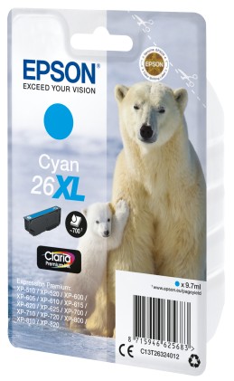 Epson Cart Ink Ciano Per Xp-600/605/700/800 Serie 26Xl/Orso Polare