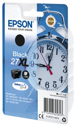 ORIGINALE Epson Cartuccia d'inchiostro nero C13T27114012 27 XL 1100 pagine 17,7ml XL