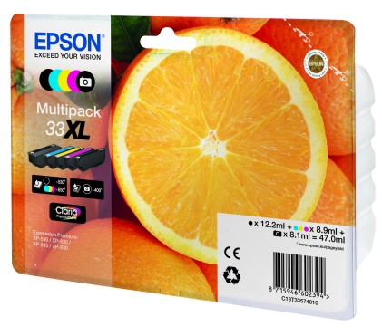 ORIGINALE Epson Multipack nero / ciano / magenta / giallo / Nero (Foto) C13T33574011 33 XL 5 Cartucce d'inchiostro: T3351 + T3361 + T3362 + T3363 + T3364