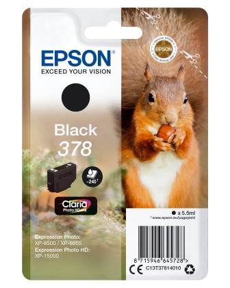 ORIGINALE Epson Cartuccia d'inchiostro nero C13T37814010 378 240 pagine 5,5ml