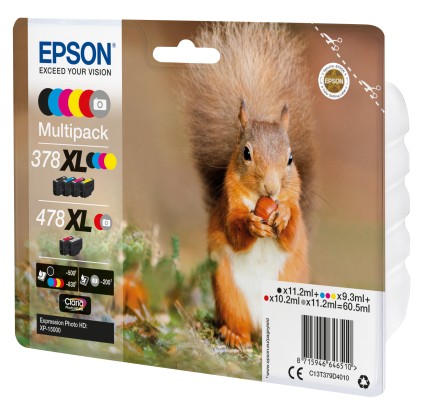 ORIGINALE Epson Multipack nero / ciano / magenta / giallo / Rosso / Grigio C13T379D4010 378XL+478XL