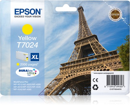 Epson Cart Ink Giallo Xl Per Wf Pro 4000/5000, Serie Xl Tour Eiffel