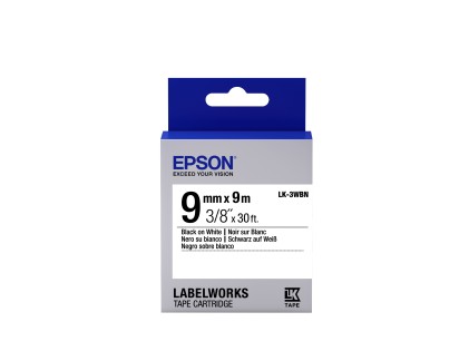ORIGINALE Epson Nastro Nero su bianco LK-3WBN C53S653003