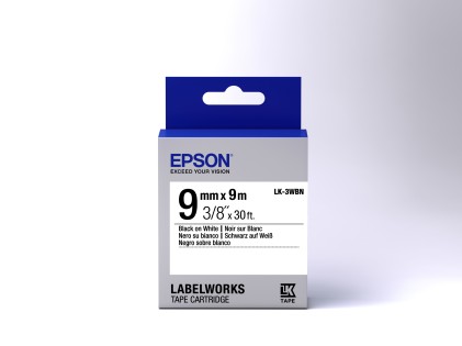 ORIGINALE Epson Nastro Nero su bianco LK-3WBN C53S653003