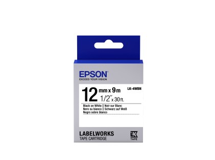 ORIGINALE Epson Nastro Nero su bianco LK-4WBN C53S654021 12 mm x 9 m