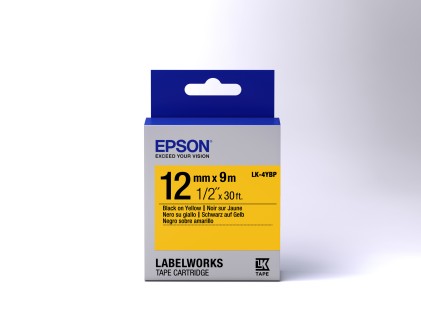 ORIGINALE Epson Nastro Nero su giallo LK-4YBP C53S654008