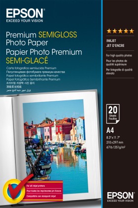 ORIGINALE Epson Carta Bianco S041332 Premium Semigloss 20 Blatt Carta fotografica, 20 fogli