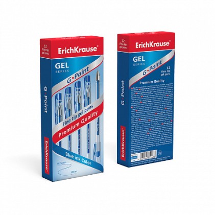 ErichKrause 17627 penna gel Fine/Medio Penna in gel con cappuccio Blu 12 pz