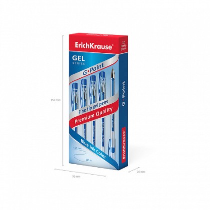 ErichKrause 17627 penna gel Fine/Medio Penna in gel con cappuccio Blu 12 pz
