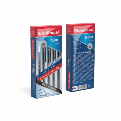 ErichKrause R-301 Penna in gel con cappuccio Nero 12 pz