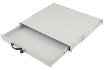 Cassetto Estraibile Con Maniglia E Chiusura A Chiave Per Armadi Rack 19&#34; Misure Mm. 482X45X492 Colore Grigio Chiaro