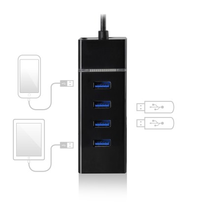 Ewent EW1137 hub di interfaccia USB 3.2 Gen 1 (3.1 Gen 1) Type-C 5000 Mbit/s Nero