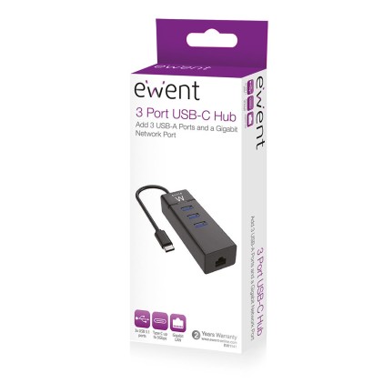 Ewent EW1141 replicatore di porte e docking station per laptop USB 3.2 Gen 1 (3.1 Gen 1) Type-C Nero