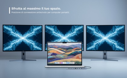 Ewent EW1150 replicatore di porte e docking station per laptop Cablato USB 3.2 Gen 1 (3.1 Gen 1) Type-C Alluminio