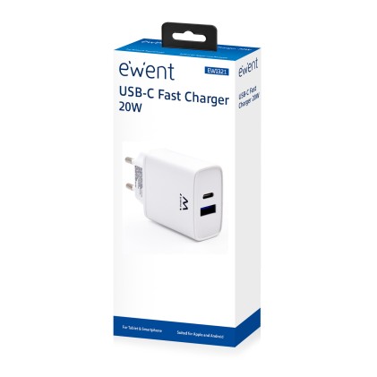 Ewent EW1321 Caricabatterie per dispositivi mobili Universale Bianco AC Ricarica rapida Interno